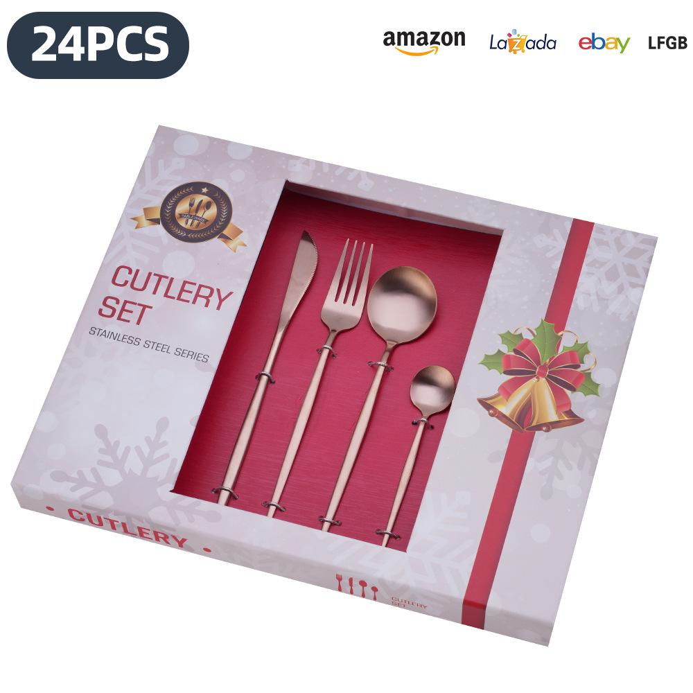 25 Years of New Stainless Steel Tableware Set, Tableware Portuguese Knives, Forks and Spoons 24-piece Gift Box Set