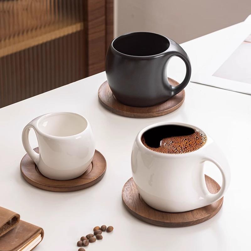 Ceramic coffee cup plate set Tea mug High end exquisite American latte coffee cups Oat Breakfast Drinking Glass Drinkware mug