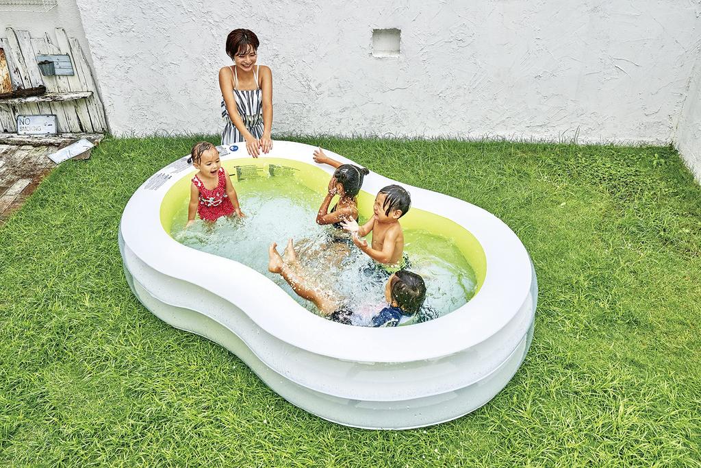 JILONG Riesiger Achter-Pool 240 x 140 x 47 cm (aufgeblasene Größe) mit großem luftgesteuertem Ablassstopfen JL-687928 BL Groß