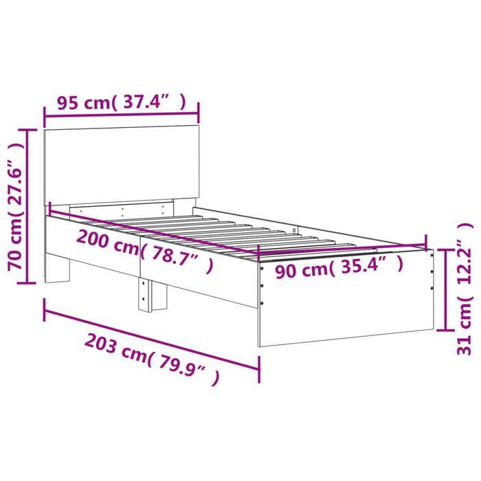 VidaXL Bed Frame with Headboard Concrete Grey 90x200 Cm 838627