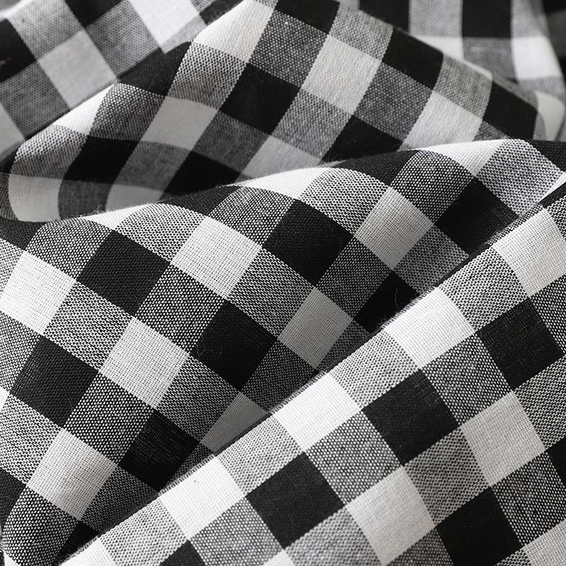 Women's Short Sleeve Plaid Shirt Dress - Fashionable, Loose-Fit, Slimming Cotton and Linen Design