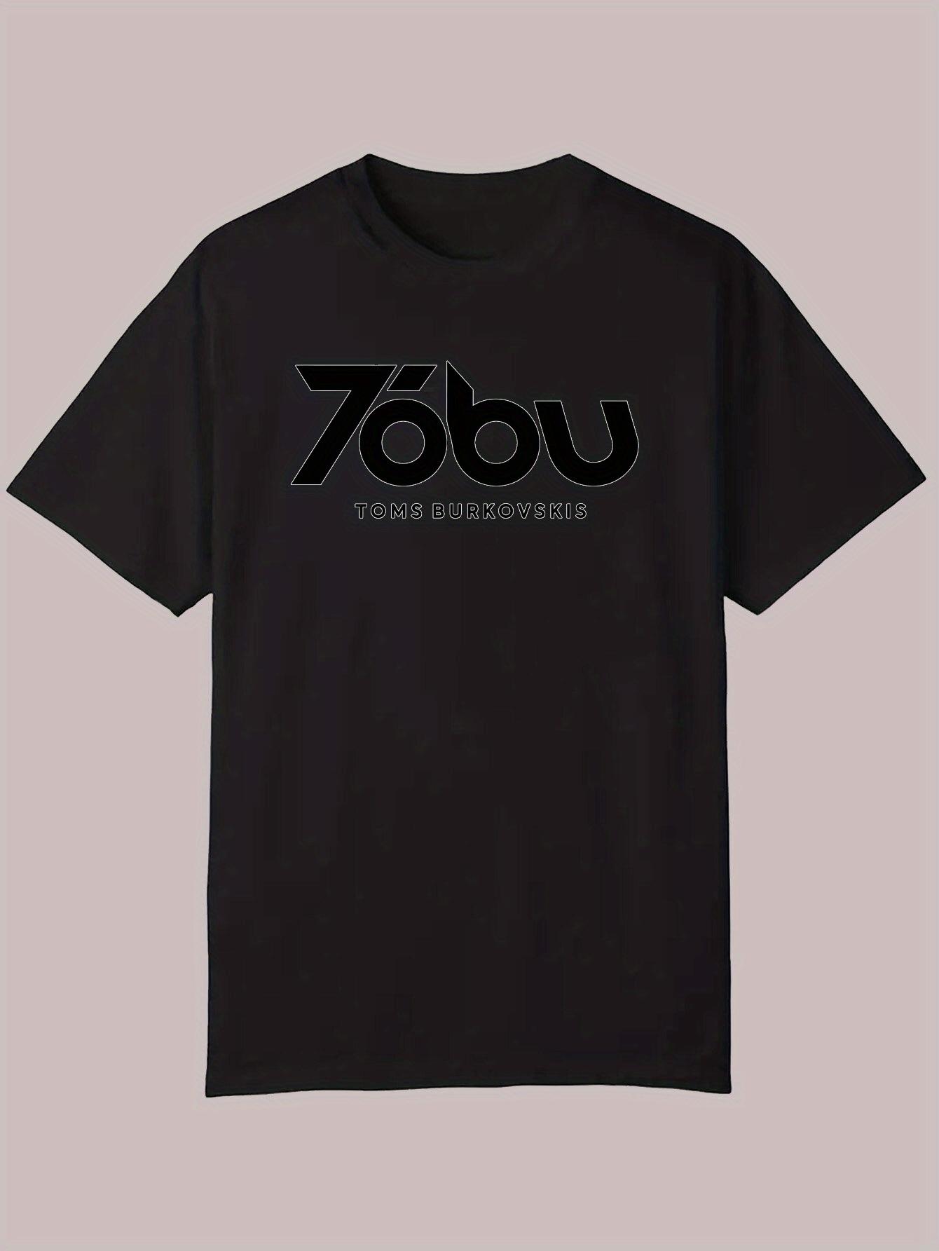 Summer Casual Short Sleeve T-shirt - Black with Bold White 70BU Letter Graphic XL