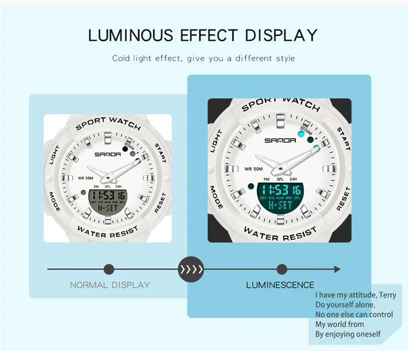 SANDA 6005 Feminino Luxury Sport Military Women's Watches 5ATM Waterproof blueFashion Quartz Watch for Female Clock Relogio