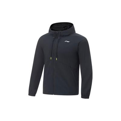 Fitness Series Solid Color Hooded Jacket Men Outerwear Black AFDT411-1