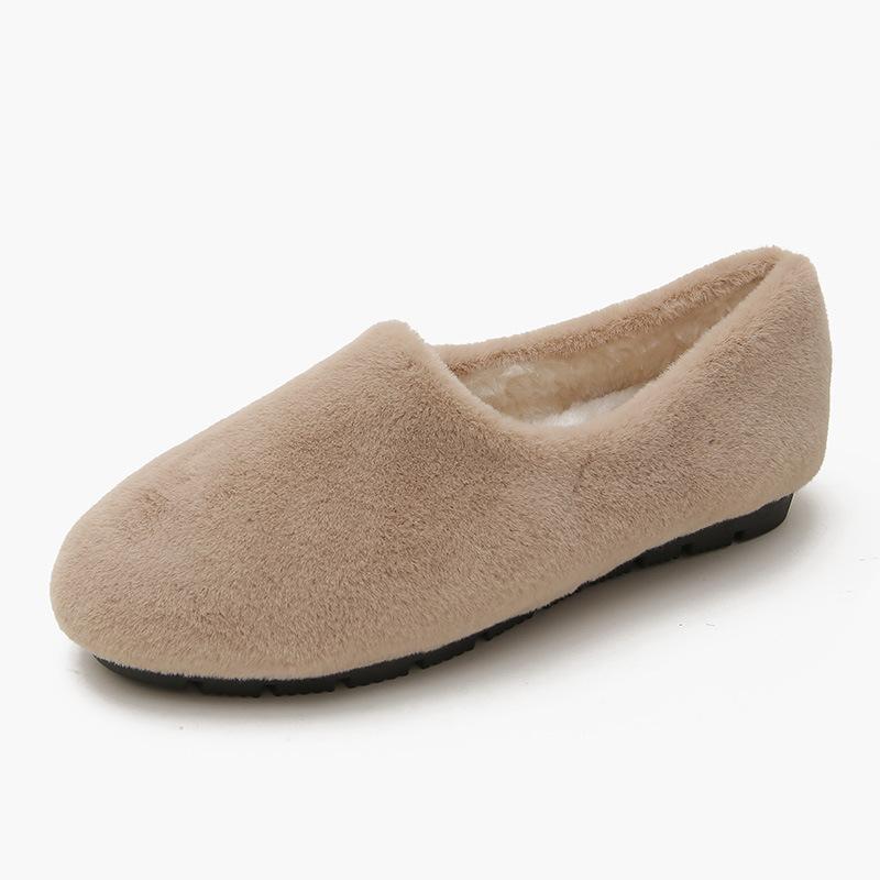 

Fashion New Arrival Women s Winter Fluffy Flat Bottom Shoes Soft-Sole Short Plush Flat Peas Shoes 33 хаки