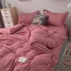 Simple Japanese Solid Color Pink Bedding Set Bed Cover Twin Full Queen Bed Linen Girl Women Polyester Bed Flat Sheet Pillowcase