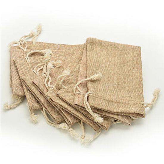 5ks lněných dárkových tašek se stahovací šňůrkou, cestovní balíček, kosmetická peněženka na mince