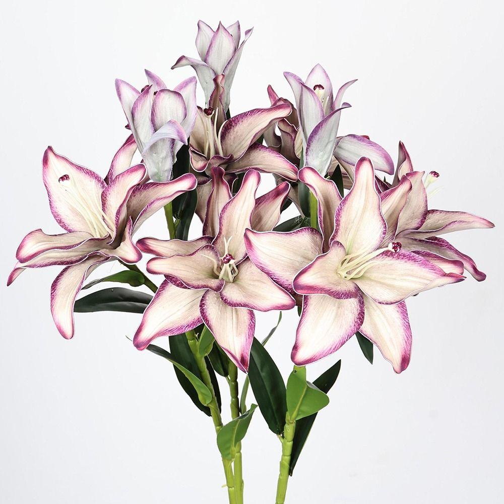 Multicolor Lily Artifiical Flowers Double Layers Simulation Flowers  Home Decoration