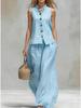 2026 European & American Summer V-neck Vest and Long Pants Fashion Set