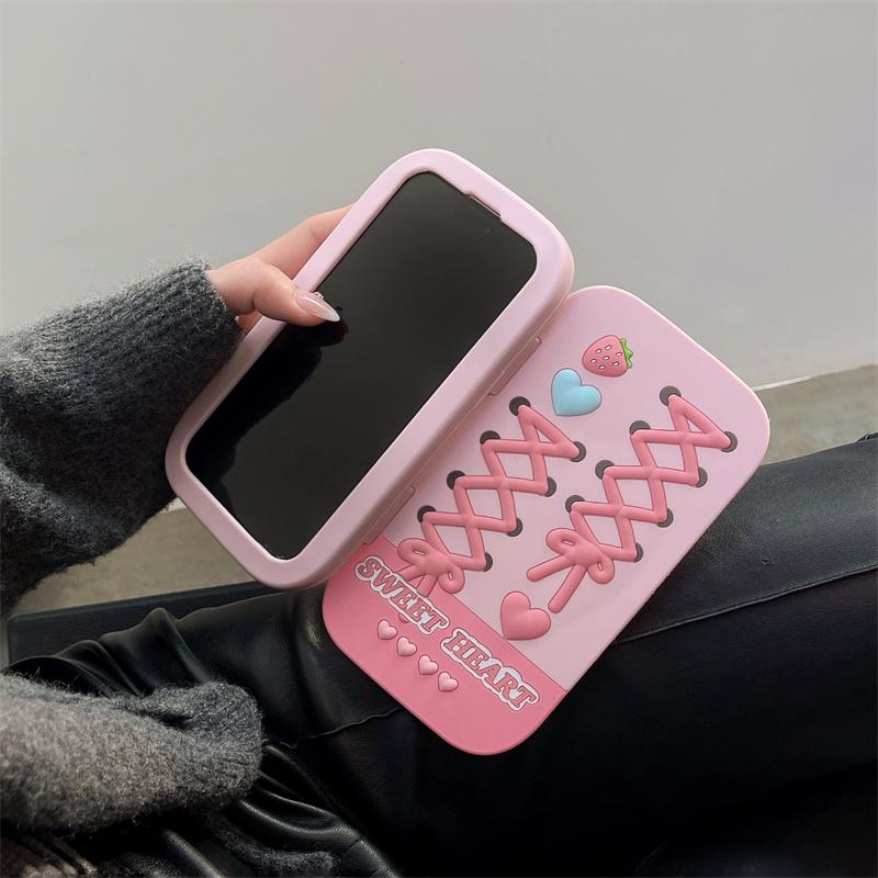 Funda de silicona rosa fucsia con forma de concha, con espejo de amor, para iPhone 16 15 Pro 14 13 Pro Max 15, funda suave a prueba de golpes, regalo para chica