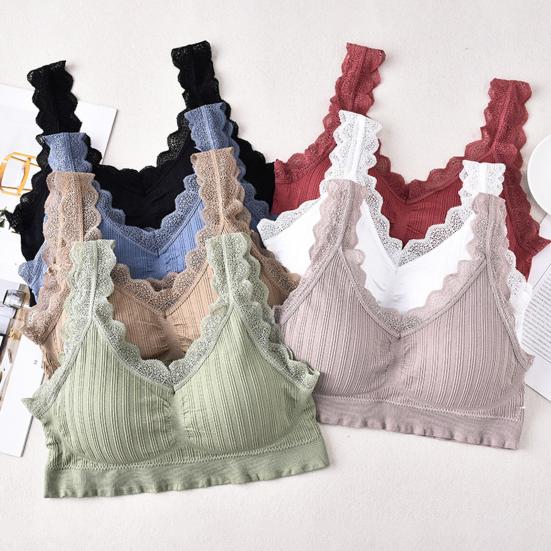 

Женский бюстгальтер кружевной декор бесшовный однотонный без стального кольца широкие бретели поддержка груди ударопрочный антиэкспозиционный женский бюстгальтер женское нижнее белье