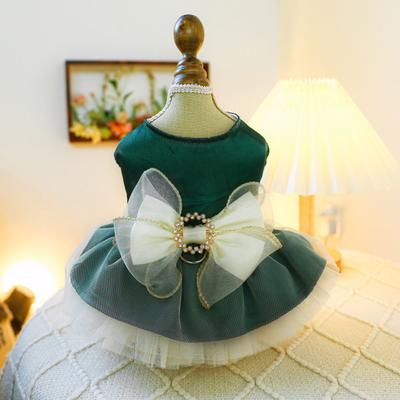 Pet Dress Comfortable Fashionable Dog Princess Dress with Bow Decoration And Traction Ring Pet Supplies