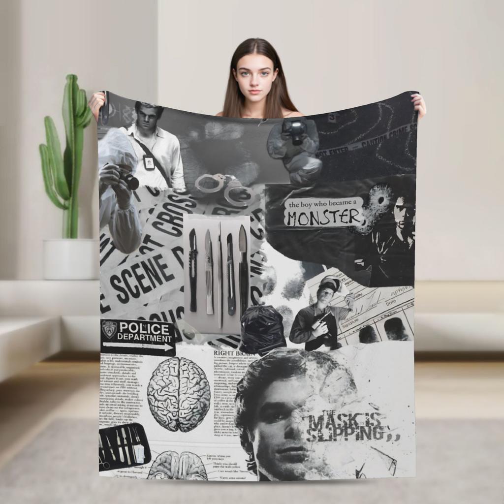 Dexter Morgan Blut Lügt Nie Gestrickte Decken Fleece TV-Serie Weiche Überwurfdecken für Draußen Reisen Steppdecke Atmungsaktiv
