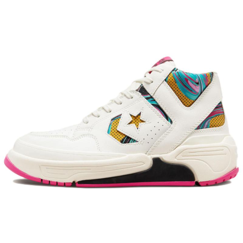 

Converse Weapon Series CX Leather Mid-top Retro Basketball Shoes Unisex White and Pink 37.5