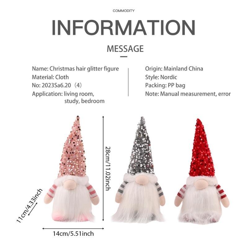 Christmas Faceless Gnome Sequins Doll with LED Light Christmas Decoration Scandinavian Tomtes Farmhouse Kitchen Tiered