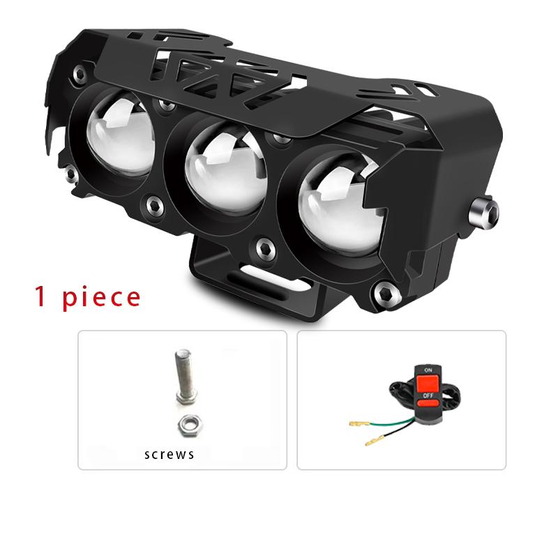 

Мотоциклетная светодиодная фара-прожектор с 3 линзами, дополнительная противотуманная фара для квадроцикла, скутера, дальний/ближний свет, габаритный огонь, универсальная фара для вождения 12 В 24 В 1PCS белый/жёлтый