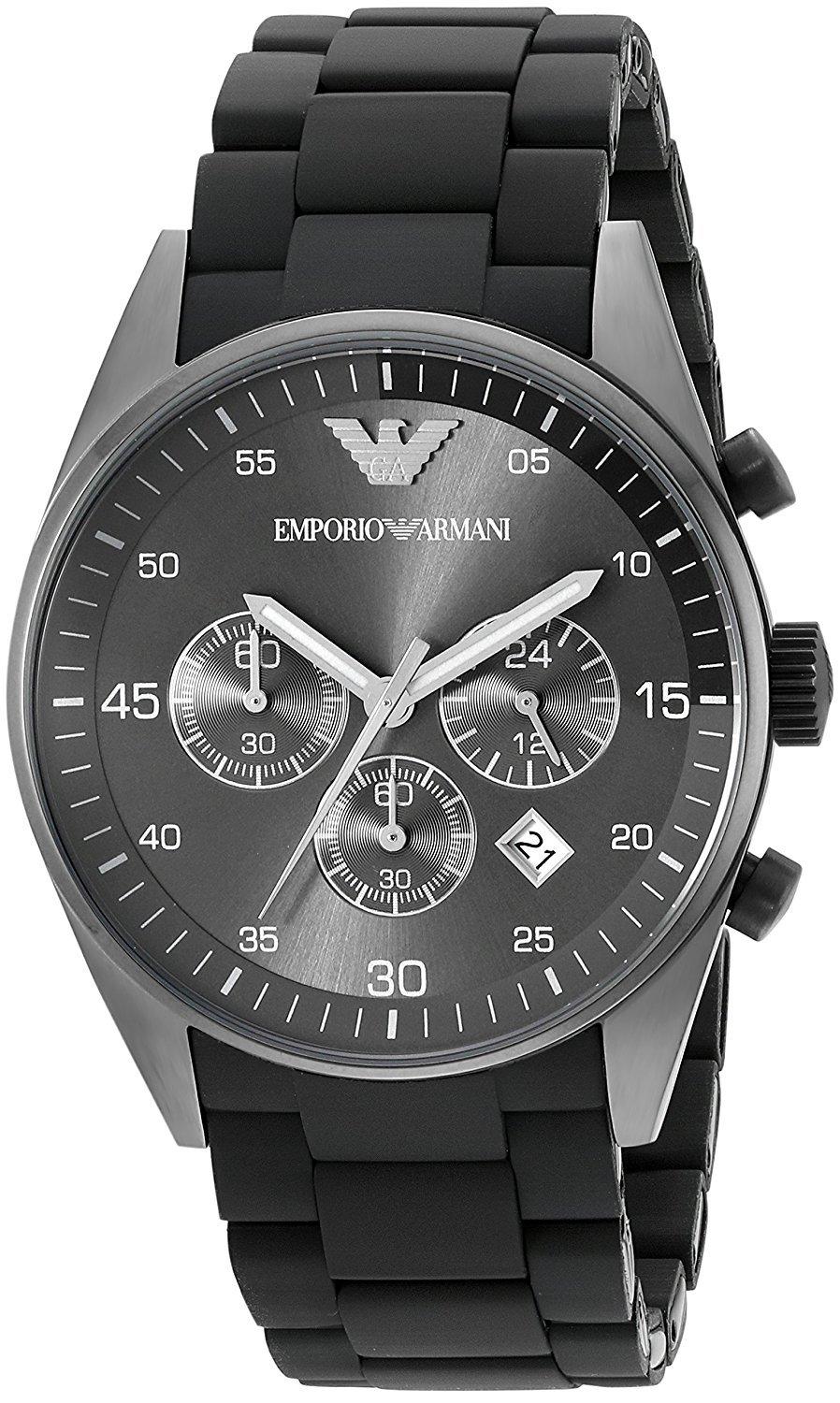 Emporio Armani AR5889 Rubber Strap Chronograph Rubber Watch, Black/Two-Tone [Used] чёрный