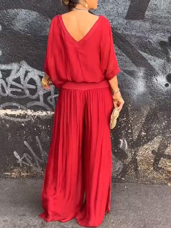 2024 Summer Women's Solid Color Chiffon Set - European & American Fashion