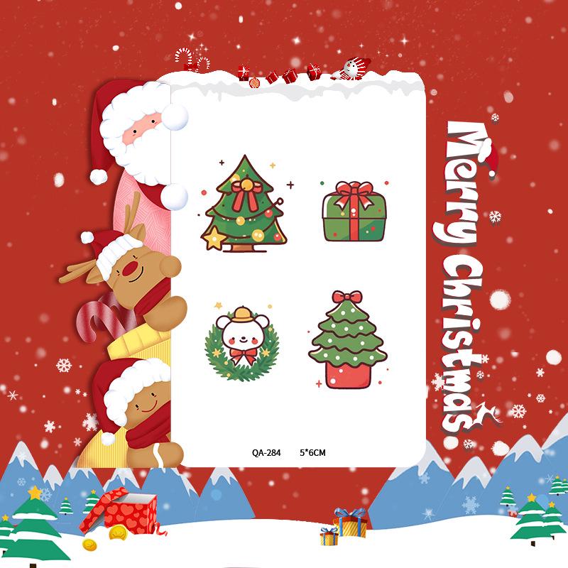 Popular Cartoon Christmas Temporary Tattoos for Kids - Cute Santa and Snowman Sticker Set