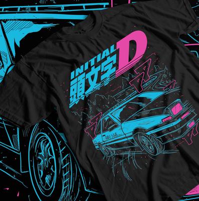Initial D Itsuki Fujiwara T-Shirt Anime Manga Film Unisex Maglietta Nera Tutte le Taglie