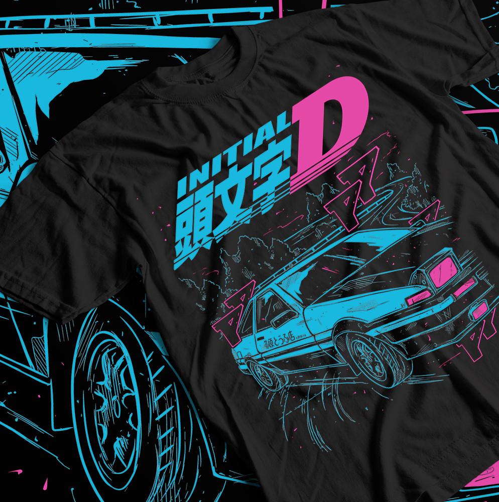 

Initial D Ицуки Фудзивара Футболка Аниме Манга Фильм Унисекс Черная Футболка Все Размеры 4XL