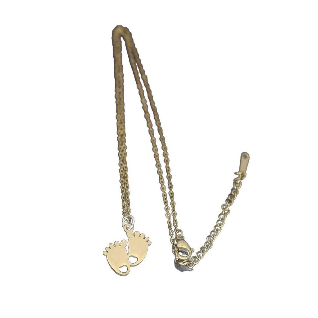 Stylish Stainless Steel Footprint Pendant Necklace for Women - Simple and Versatile Clavicle Accessory