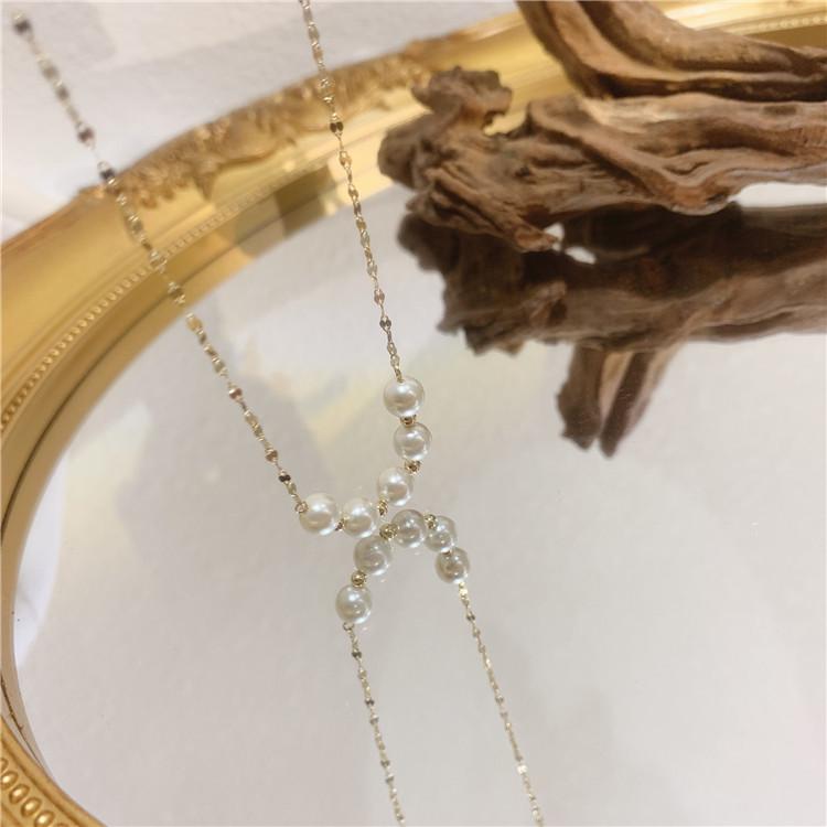 Lips Chain Freshwater Pearl Minimalist Korean Style Choker Necklace for Women