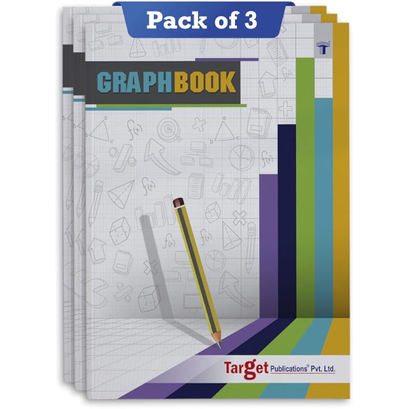 Target Publications Graph Books | A4 Size 56 Pages | Soft Cover | Numbered Pages And Ruled Margins | Graph Paper With 1