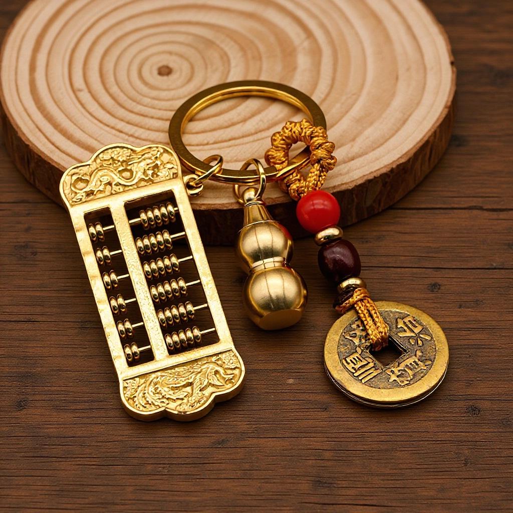 Brass Retro Movable Abacus Keychain Pendant - Creative Handicraft Accessory for Bags and Cars