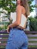 Straplez Tank Top Düz Renk CropTops Kadın Yaz Camiş Rahat Kaşkorse Moda Tüp Kadın Kolsuz Kırpılmış Y2K Giysileri