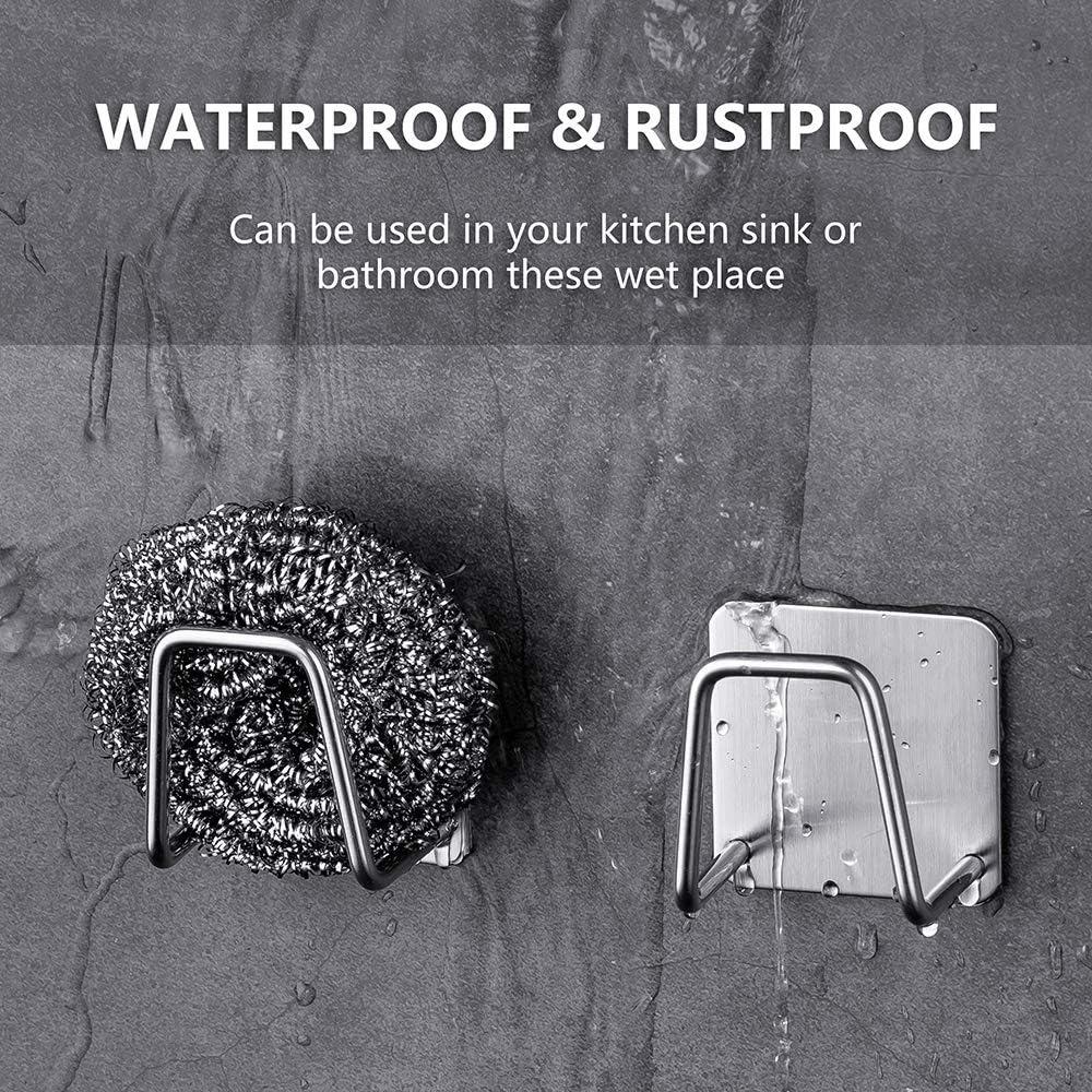 Sponge Holders for Kitchen Sink, Strong Adhesive Small Sponge Holder, Premium Rustproof & Waterproof Kitchen Sink Caddy