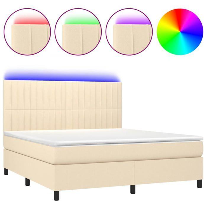VidaXL Sommier à Lattes de Lit avec Matelas et LED, Lit Rembourré, Lit Double, Lit Adulte de Chambre à Coucher Intérieur, 3135058