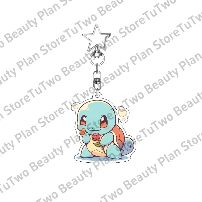 Anime Bulbasaur Squirtle Charmander Cartoon Key Chain Couple Girls Boys Acrylic Backpack Pendant Charm Family Gifts Jewelry Toys