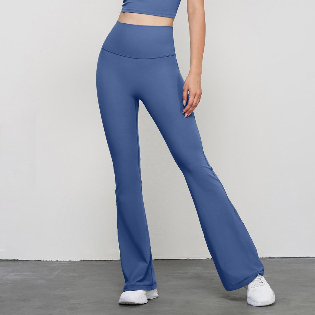 Jugendliche Nude Schlaghosen für Damen Frühling und Sommer Neu Hohe Taille Hüftlift Fitnesshose Enge Schlaghose