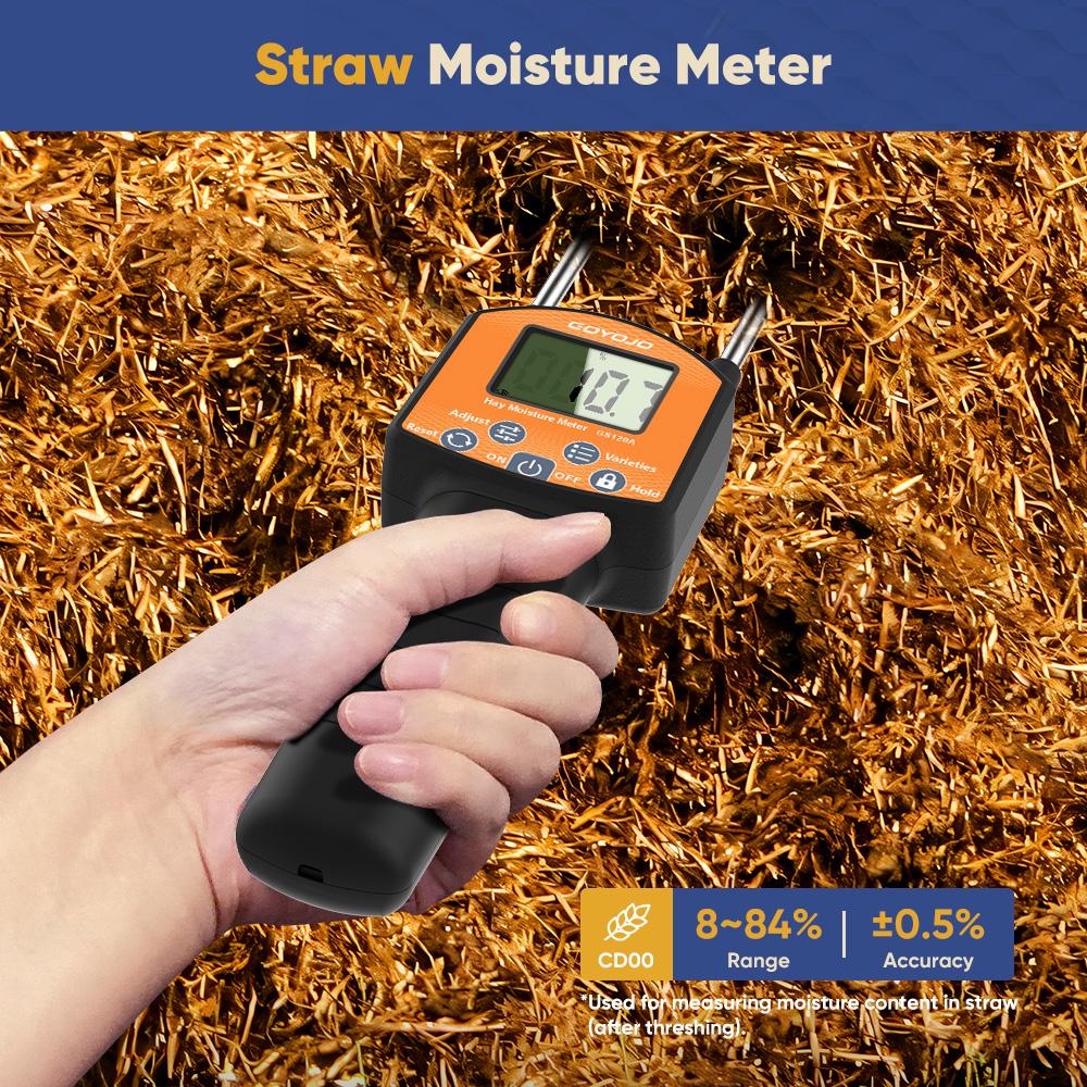 Hay Moisture Meter Tester - Portable Long Probe Type Digital Moisture Analyzer for Forage, Bale, and Agricultural Applications
