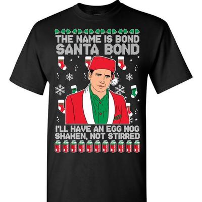 Ugly Christmas Graphic T Shirts Michael Scott Santa High Quality Cotton Tee Shirt Woman Man Vintage Tv Show Shortsleev