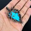 Turquoise 999 Copper Wire Wrapped Pendant, Handmade Gemstone Jewelry Pendant For Memorial Day
