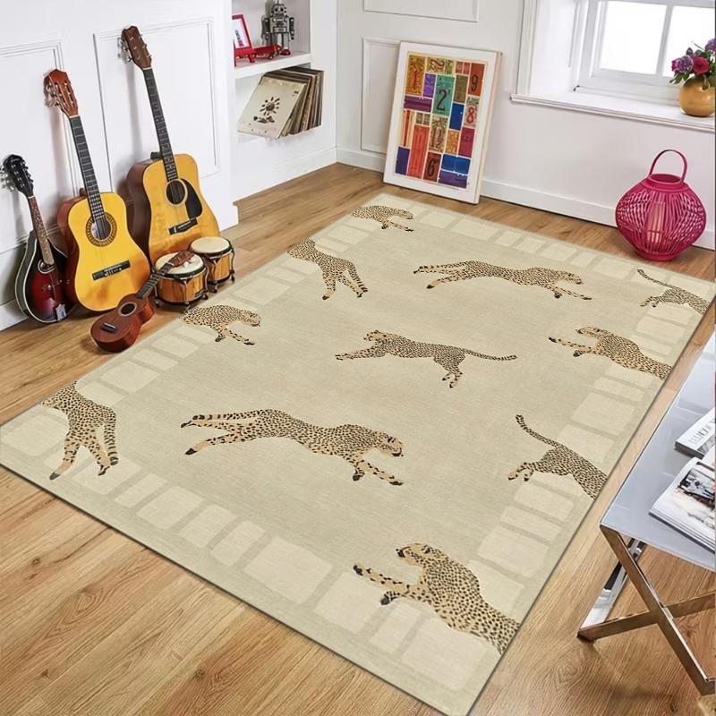 Vintage Zaļš Leoparda Laukuma Paklājs Luksusa