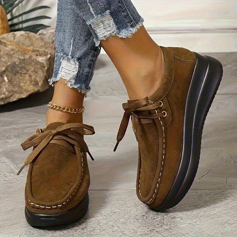 2025 Spring/Summer New Arrival Plus Size Lace-Up Flats with Thick Soles Casual Women's Shoes Size 43