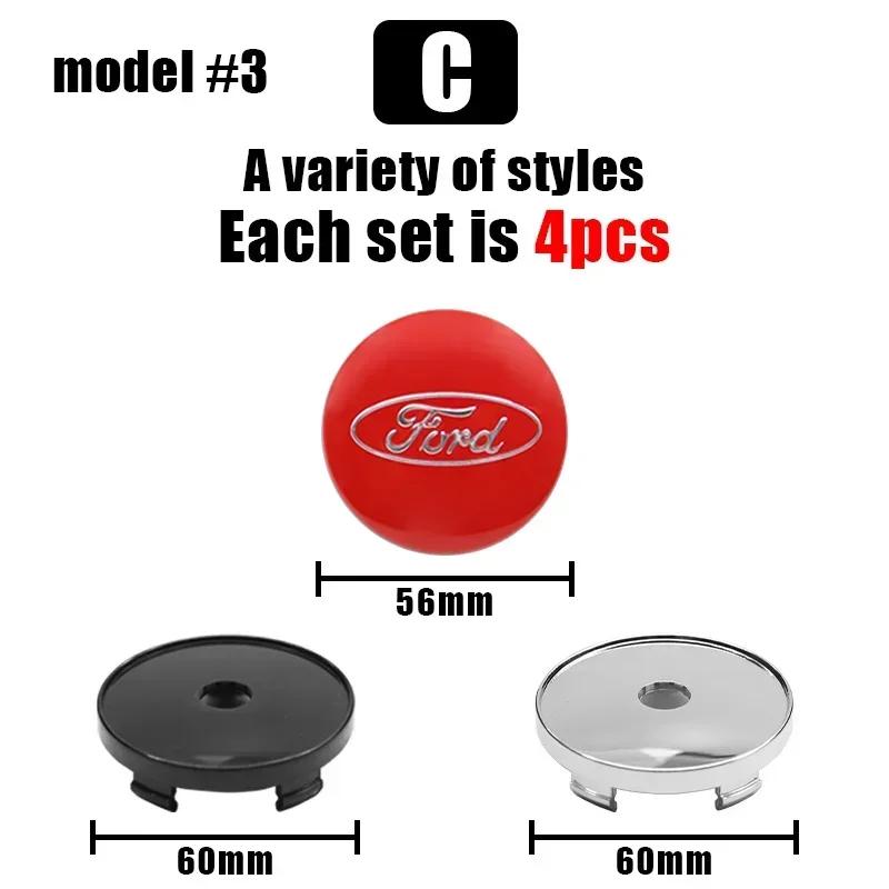 

New 2026 Car Sticker 4PCS 60mm Car Wheel Center Hub Caps Sticker Emblem Decal For Ford Focus 2 3 MK3 MK4 Fiesta Kuga Explorer Mo 60mm silver cap
