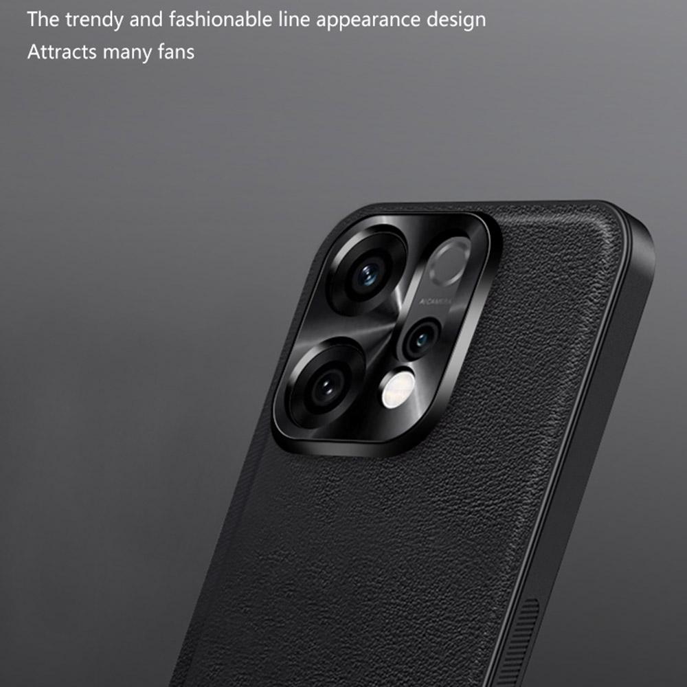 Für Oppo Reno14 Pro 5G (Global) Hülle PU+TPU+PC Handy-Rückseite mit Metall-Linsenrahmen