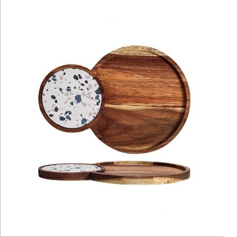 Portable Dessert Tray Solid Wood Dried Fruit Plate Coaster Breakfast Plate Hotel