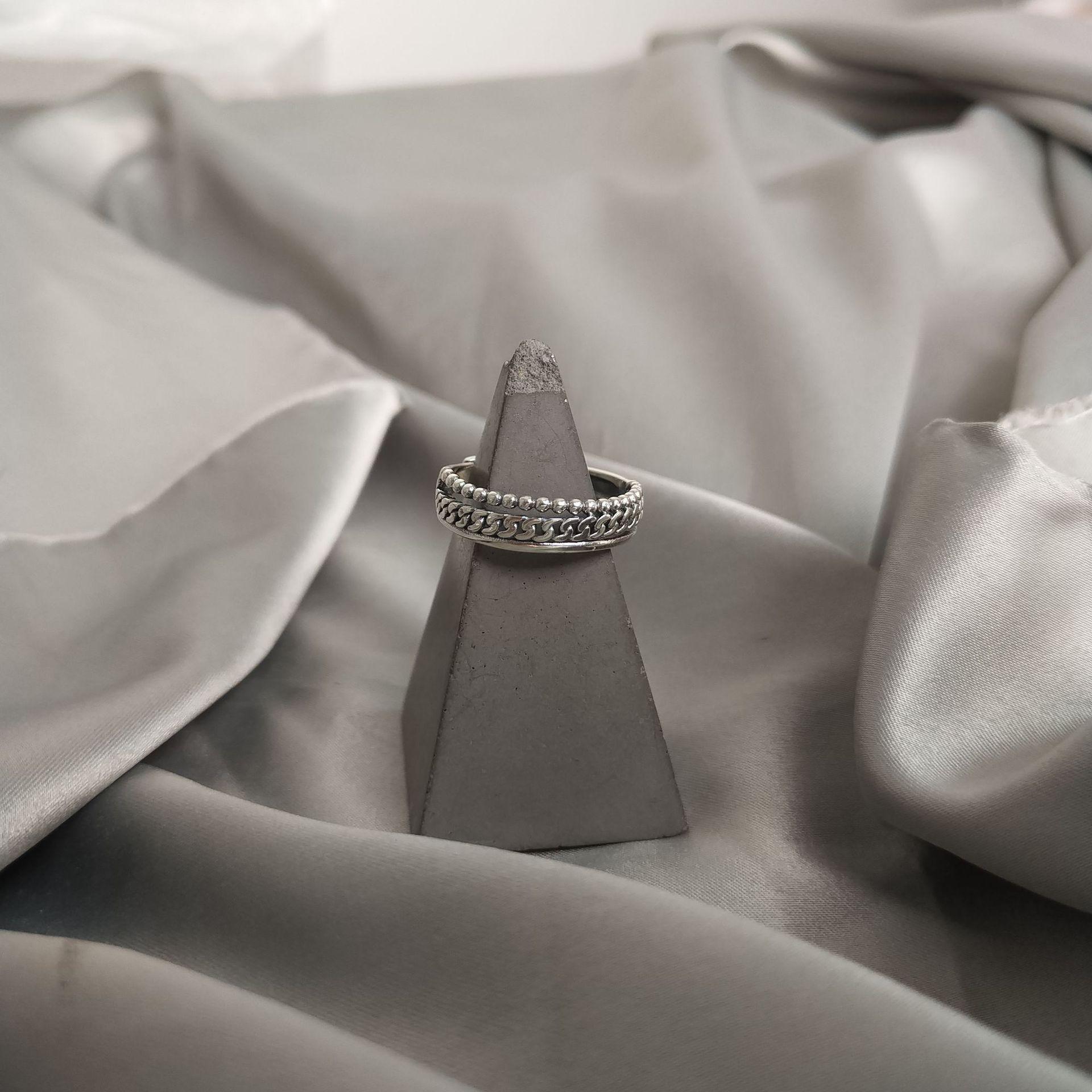 

Кольцо на указательный палец из стерлингового серебра 925 пробы для женщин - Модный ретро-дизайн с цепочкой Adjustable Open