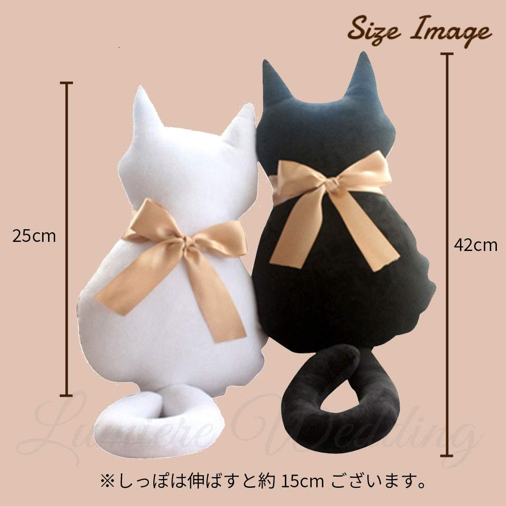 Lumierechat Cat Cushion Plush Toy Pair 2 Perfect for Married Matching Cat and Accessories (White & Black, Pieces) - Couples, Couples, Weddings, Goods,