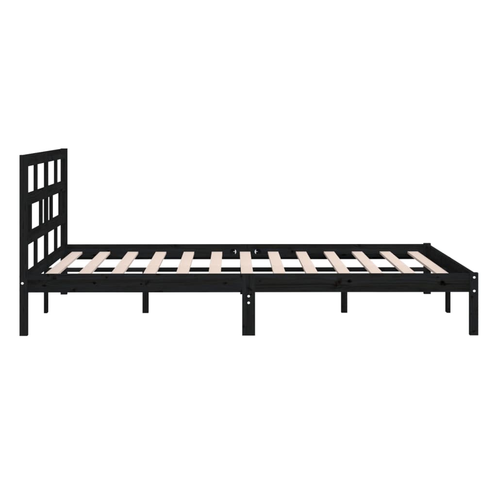 Solid Wood Bed Black 135 x 190 cm