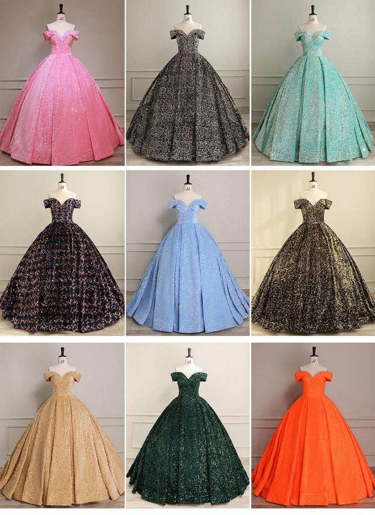 Cross-border Shiny Pitaya Puffy Skirt Wedding & Evening Gown