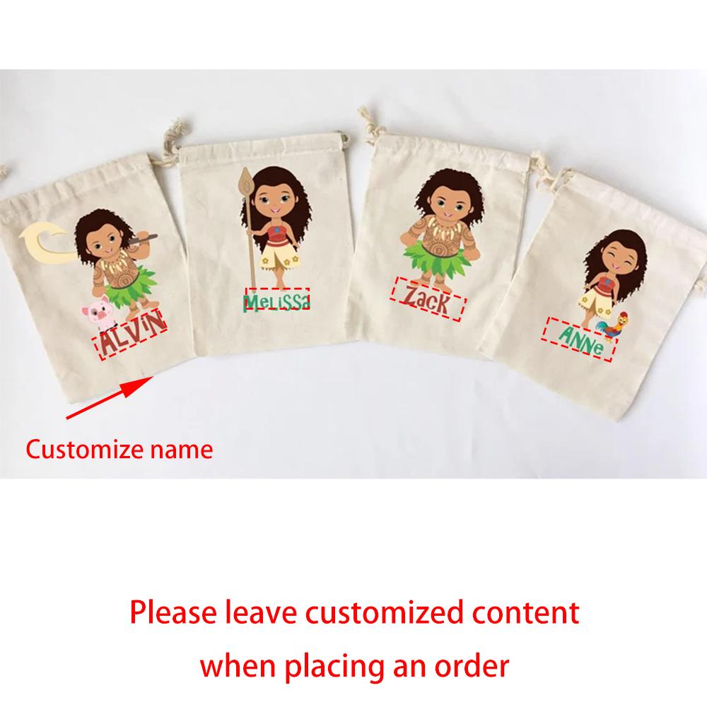 

Custom 4Pcs Moana Party Favor Bags Kids Moana Theme Birthday Party Decoration Drawstring Goodie Bag Baby Shower Boy Girl Gift 4pcs 13X18cm