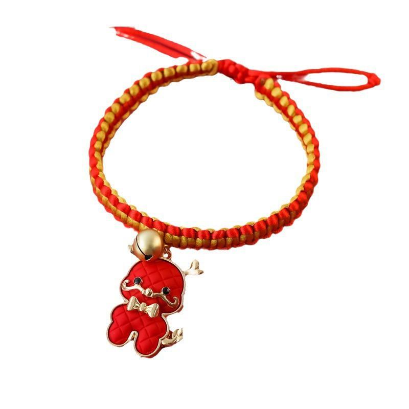 Chinese New Braided Rope Pet Collar Dragon Festive Bell Colorful Decor Cats Dogs