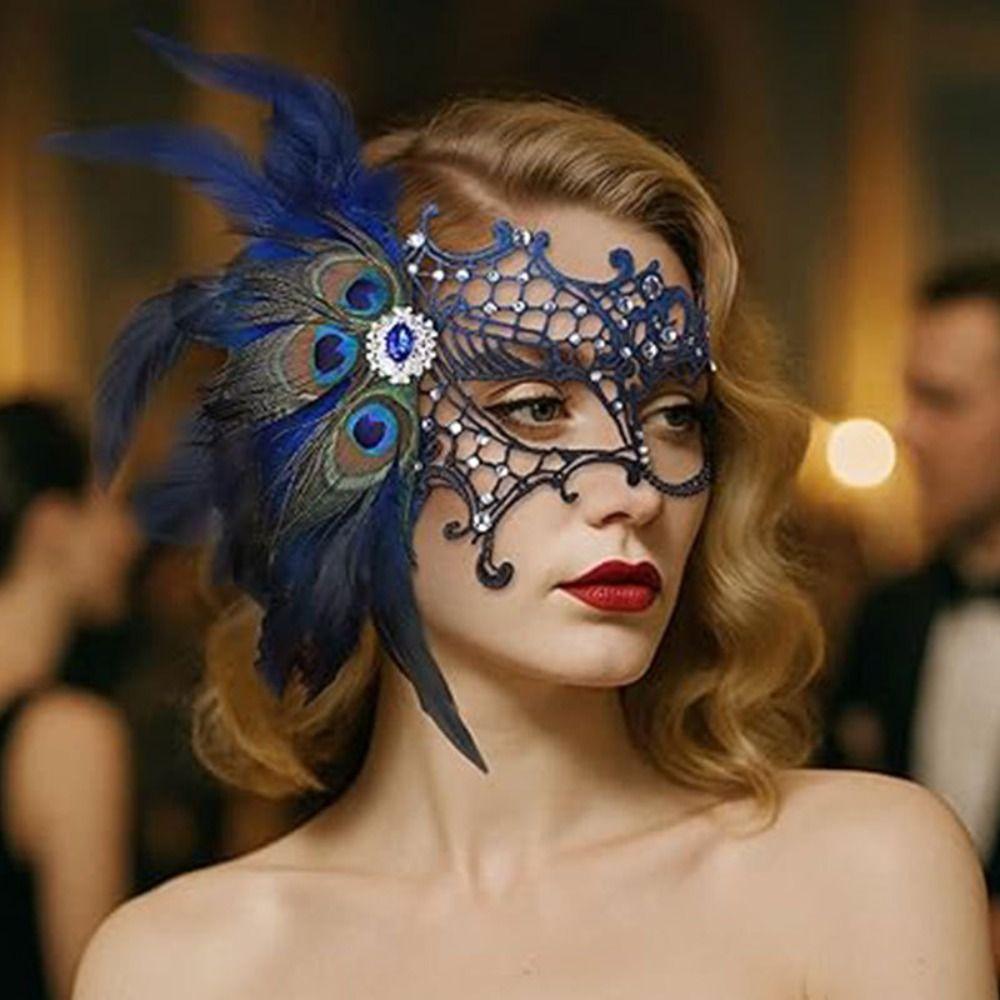 Gradient Color Lace Masquerade Mask Carnival Feather Masquerade Mask Cosplay Festival Party