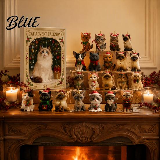 Acrylic Hanging Ornaments Christmas Advent Calendar for Cat Lovers 24 Day Countdown Box with Souvenir Collection Pendants Festive Tree Decor Holiday